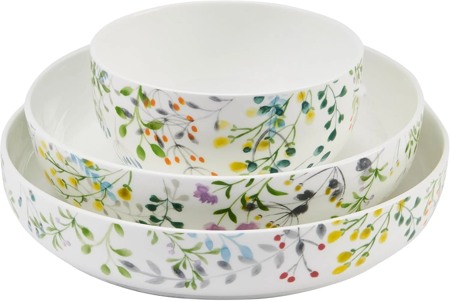 Mikasa Tivoli Garden Bone China Lightweight Chip Resistant 9 Piece Dinnerware Bowl Set, Service for 3