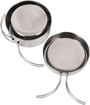 Mikikit Stainless Steel Pot Set Camping Dinnerware Set Lightweight Easy Clean Multi-Function Cooking Pan
