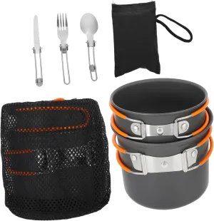 Milisten 1 Person Camping Pot Set Portable Cooking Pot Kit Cutlery Outdoor Cookware for Hiking