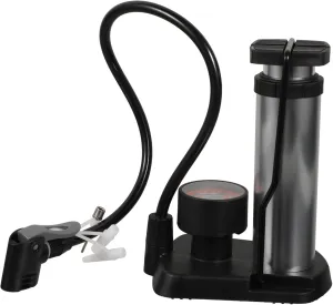 Milisten Aluminum Alloy Foot Pump Tire Inflator with Gauge High Pressure Portable Pedal Pump for Car Bike and Sports Inflatable Slip Design Multi Purpose Valve Finish