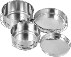 Milisten Camping Cookware Stainless Steel Stackable Pot Pan with Handle Non Stick Cooking Utensils for Outdoor