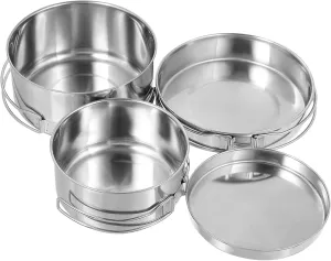 Milisten Stainless Steel Cooking Utensils Outdoor Pots Folding Camping Pot Stackable Pan Portable Camping