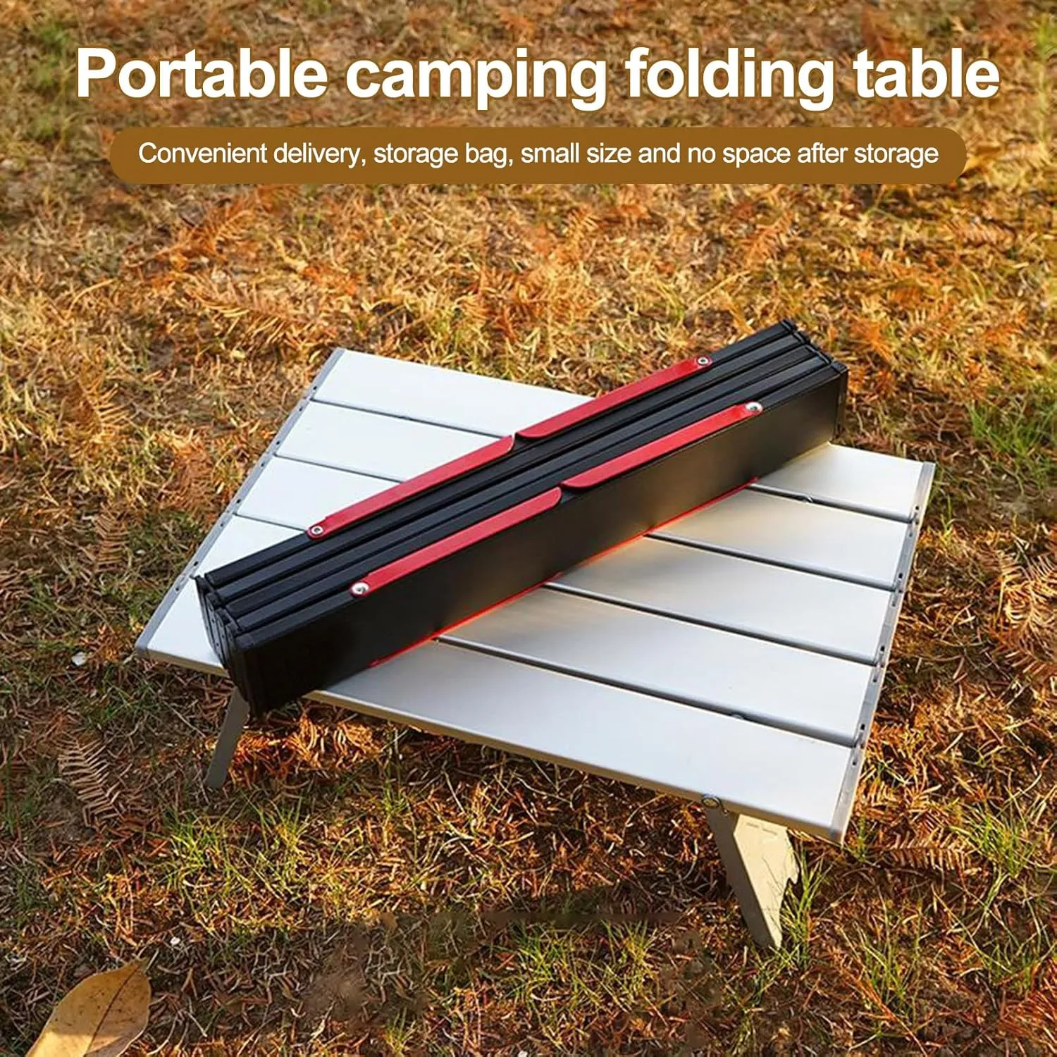 Mini Folding Camping Table, Ultralight Aluminum Beach Table with Solid Construction and Strong Load-Bearing, Portable Collapsible Table for Outdoor Picnic, Traveling (Black)