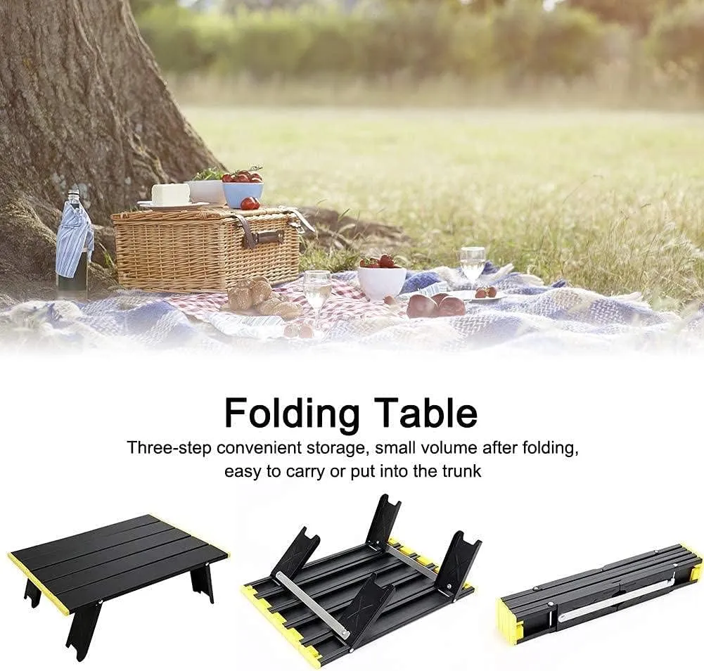 Mini Folding Camping Table,Portable Folding Table,Aluminium Portable Folding Dining Table,Tent Camping Table,Easy to Carry,for Camping Hiking Picnic Travel Bbq,woodcolor