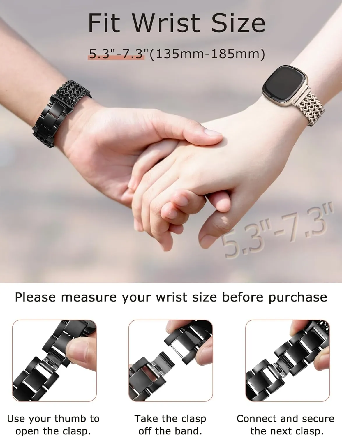 Minyee Metal Bands Compatible with Fitbit Sense 2/Versa 4/Versa 3/Sense Bands Women, Dressy Stainless Steel Multi-chain Designer Luxury Link Bracelet Wristband Replacement Strap