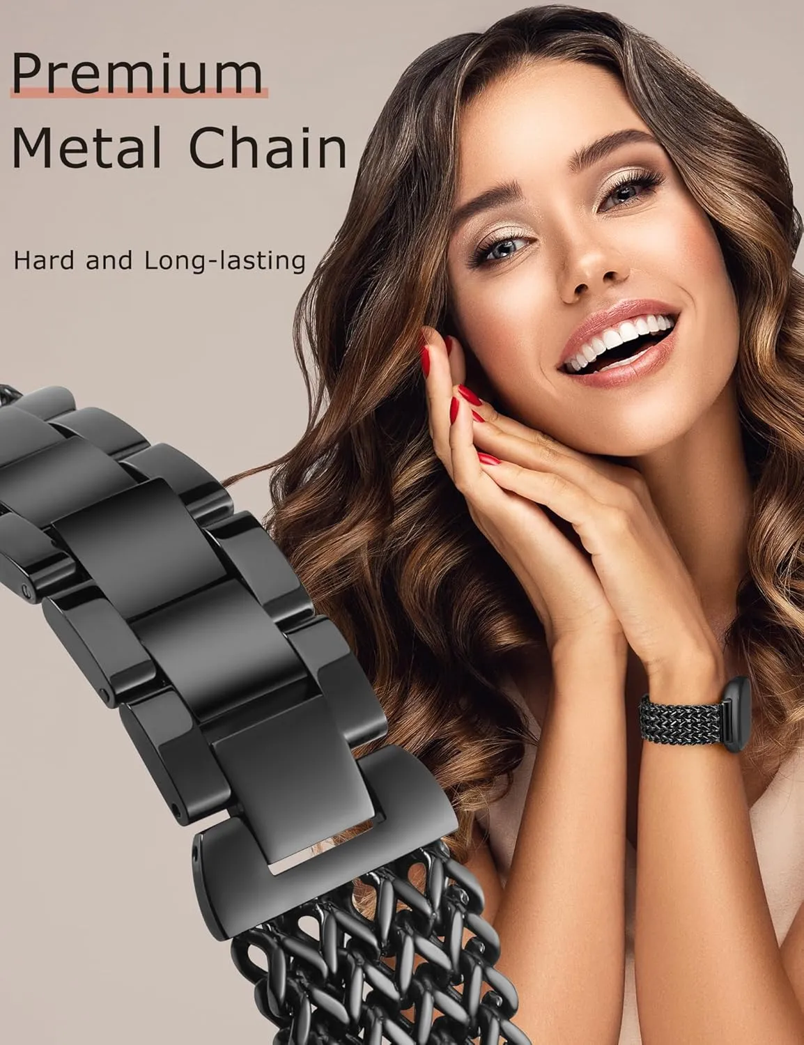Minyee Metal Bands Compatible with Fitbit Sense 2/Versa 4/Versa 3/Sense Bands Women, Dressy Stainless Steel Multi-chain Designer Luxury Link Bracelet Wristband Replacement Strap