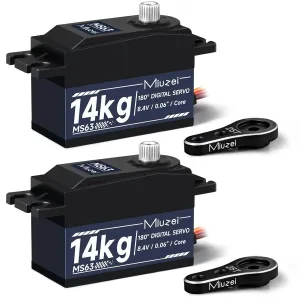 Miuzei RC Digital Servo 14kg Low Profile Servo Motor Metal Gear High Torque for 1/10 1/12 RC Drift Car, Road Racing, Helicopter Model (2)