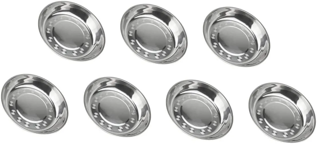 Mobestech 7pcs Stainless Steel Multi Purpose Plates for Camping Bbq and Outdoor Parties for Serving Snacks Fruits and Veggies and Dinnerware