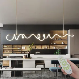 Modern Pendant Lights,Pendant Lights Kitchen Island,Remote Control Dimmable Chandelier Lights,Adjustable Height Led Pendant Light,for Dining Room,Billiard Room Chandeliers ﻿ (Gold, 78.74in)