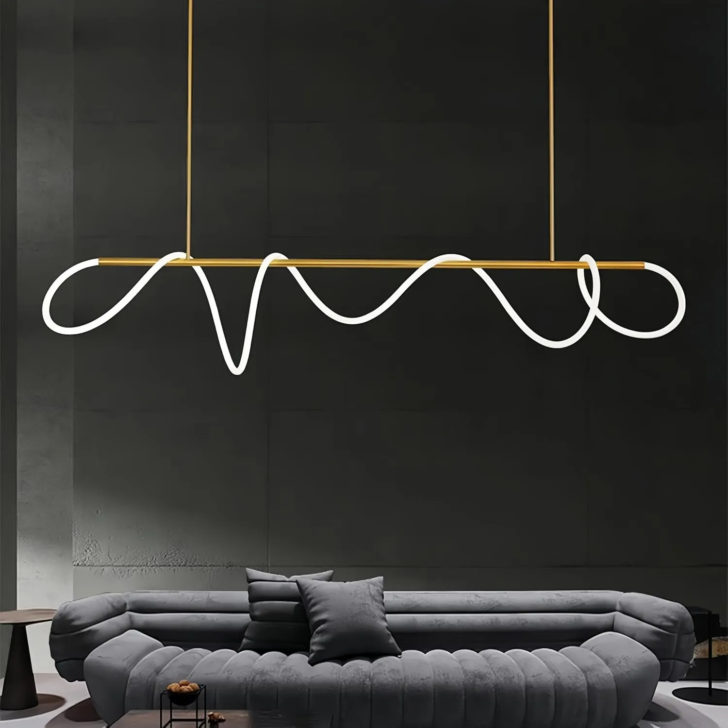 Modern Pendant Lights,Pendant Lights Kitchen Island,Remote Control Dimmable Chandelier Lights,Adjustable Height Led Pendant Light,for Dining Room,Billiard Room Chandeliers ﻿ (Gold, 78.74in)