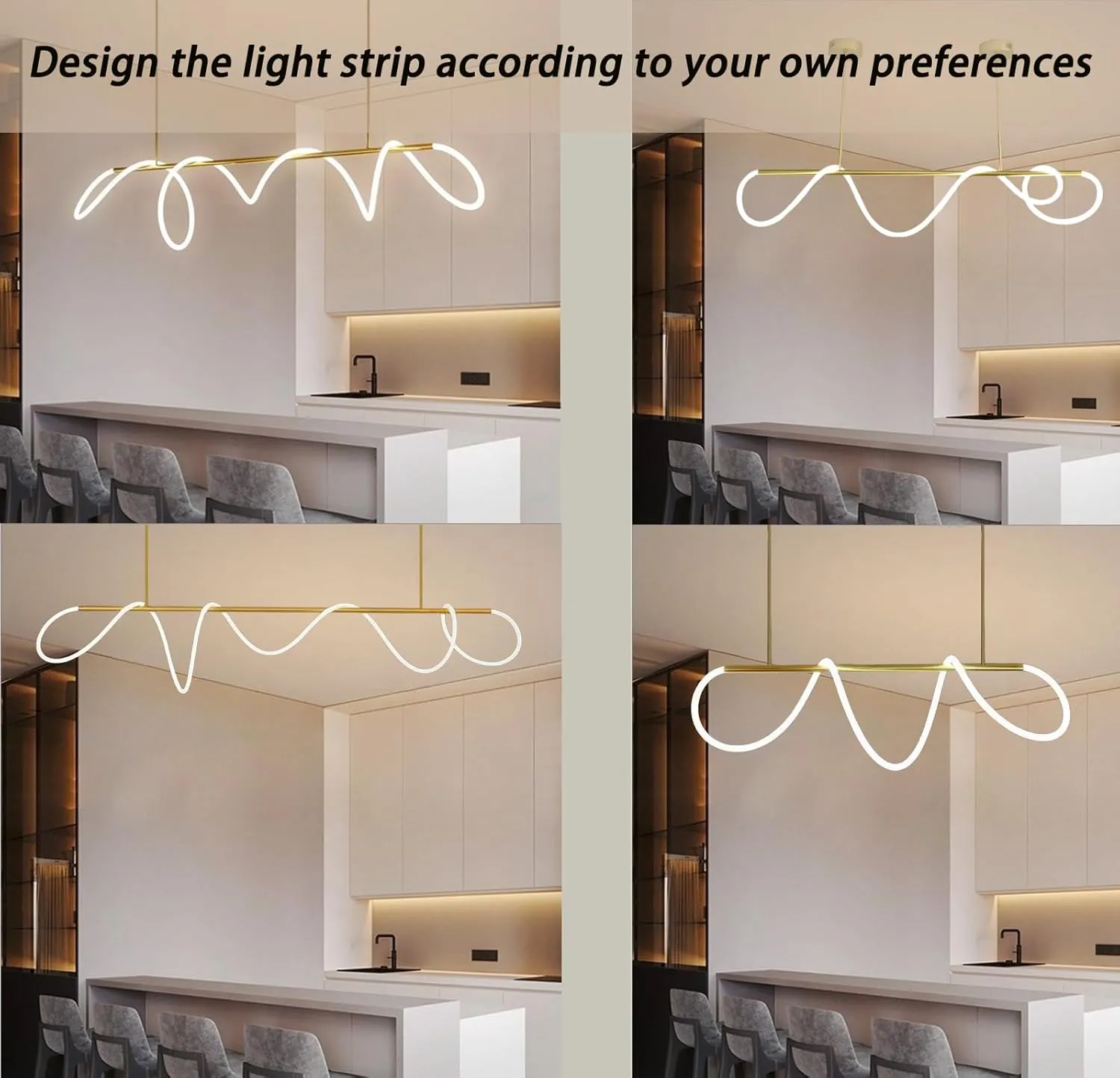 Modern Pendant Lights,Pendant Lights Kitchen Island,Remote Control Dimmable Chandelier Lights,Adjustable Height Led Pendant Light,for Dining Room,Billiard Room Chandeliers ﻿ (Gold, 78.74in)