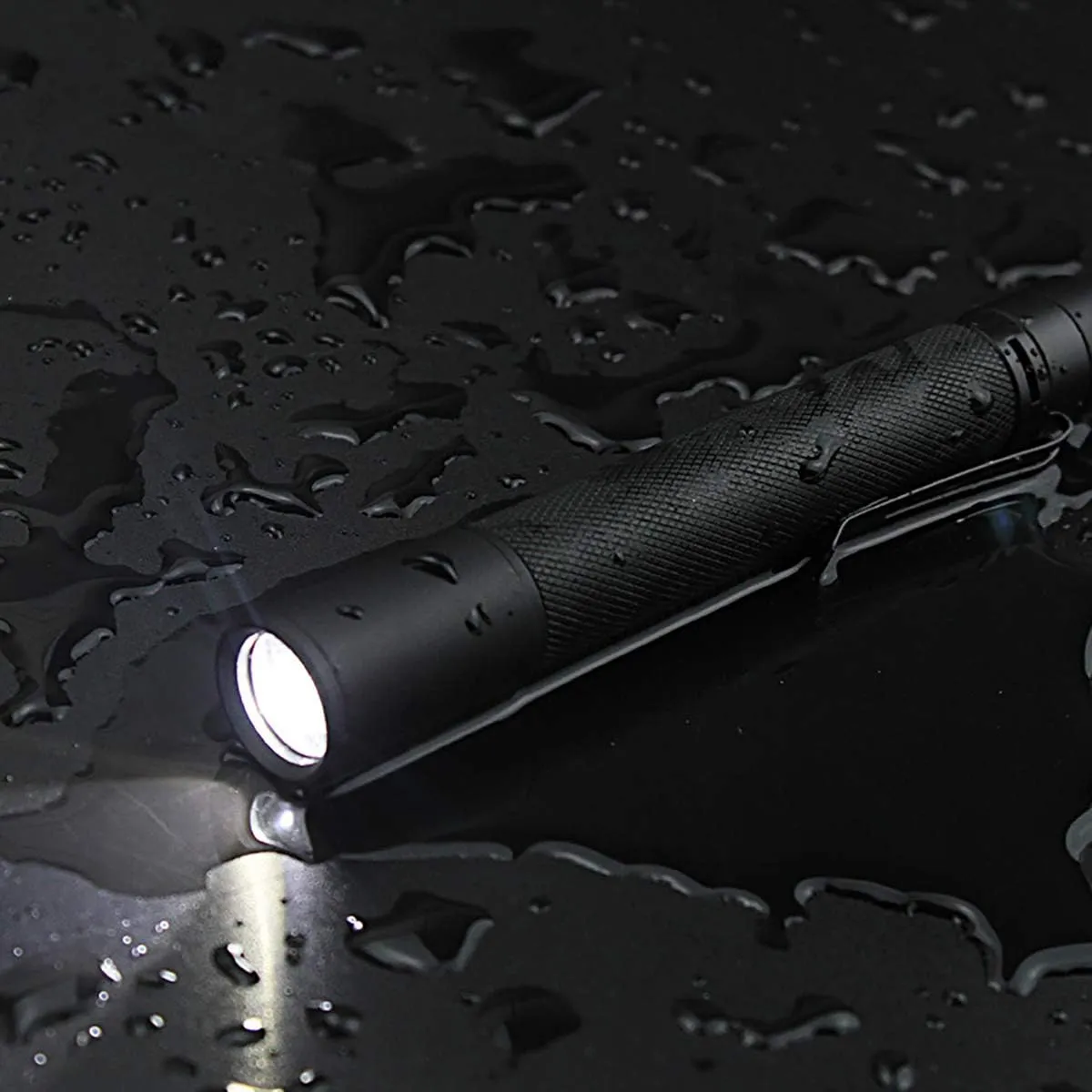 MODOAO Mini Flashlight Portable Pen Light Waterproof Pocket LED Lamp Clip Torch Light for 2*AAA Battery (4 Pcs)