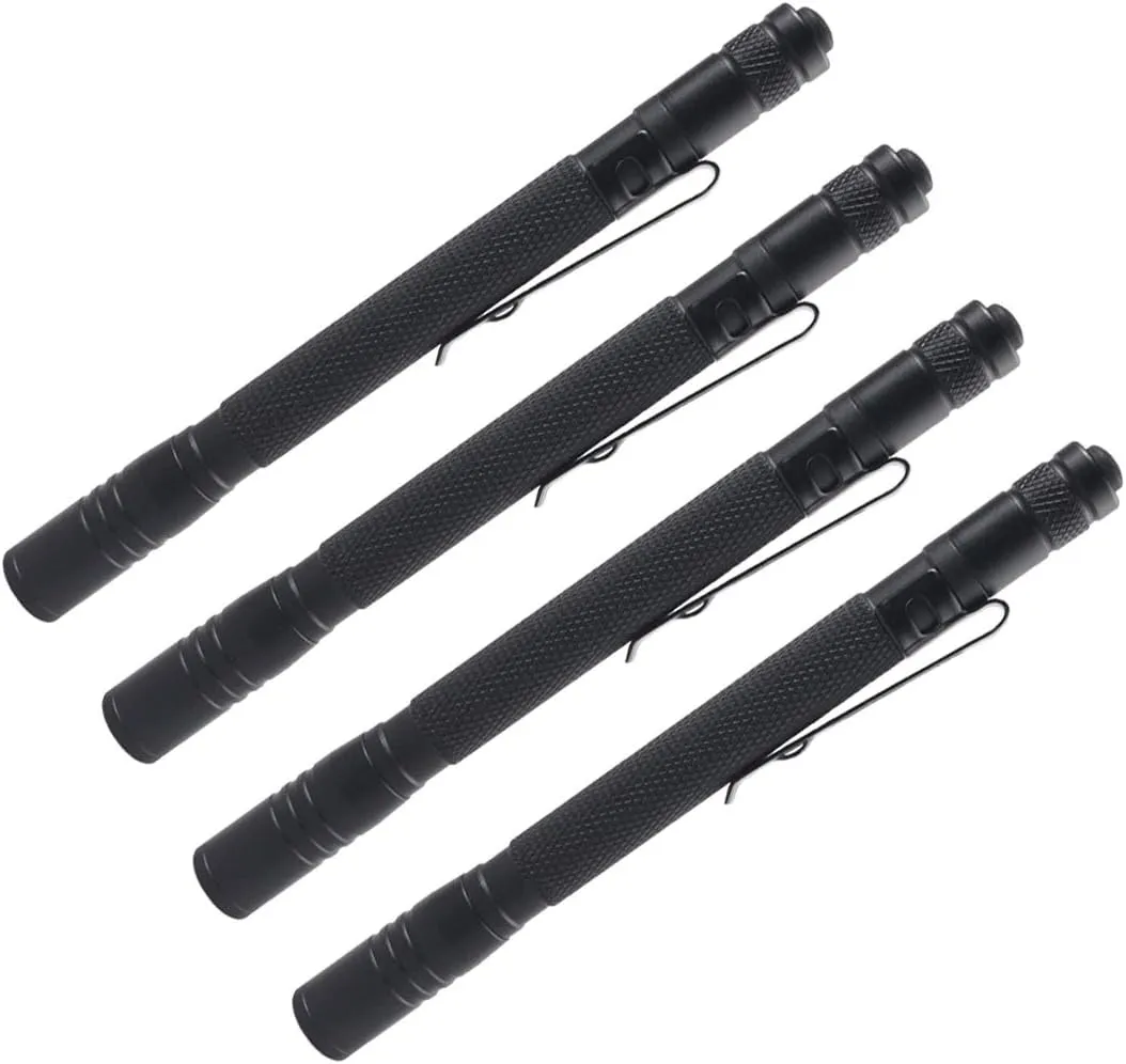 MODOAO Mini Flashlight Portable Pen Light Waterproof Pocket LED Lamp Clip Torch Light for 2*AAA Battery (4 Pcs)
