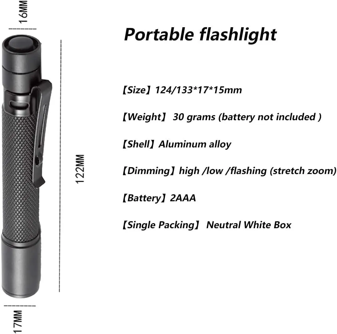 MODOAO Mini Flashlight Portable Pen Light Waterproof Pocket LED Lamp Clip Torch Light for 2*AAA Battery (4 Pcs)