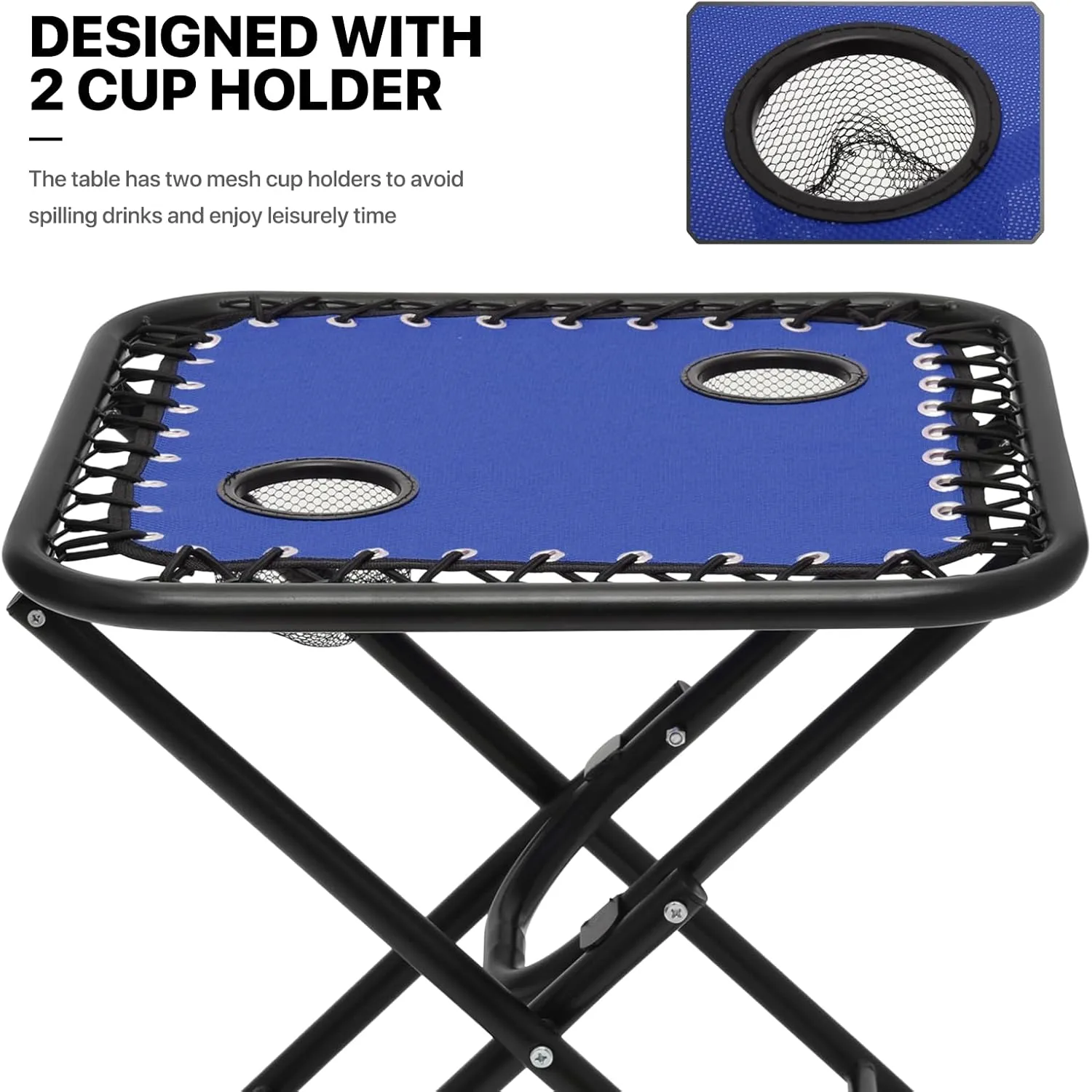 MoNiBloom Oversized Lounge Beach Chairs for Outside, 29" XL Zero Gravity Camping Chairs with Side Table, Pillow and Tray, 330lbs Capacity, Blue