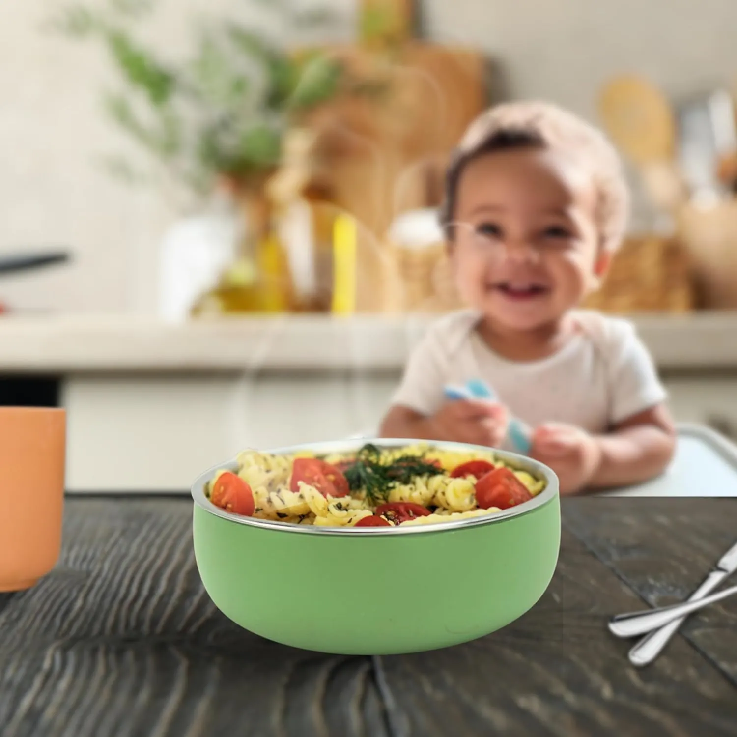Monkey Proof™ Non-Toxic Stainless Steel Child Bowl 5” with Non-Slip Silicone Shell, Multi-color, (Set of 4 bowls) Unbreakable, Mess Free Feeding for Babies, Toddlers, Kids, BPA free
