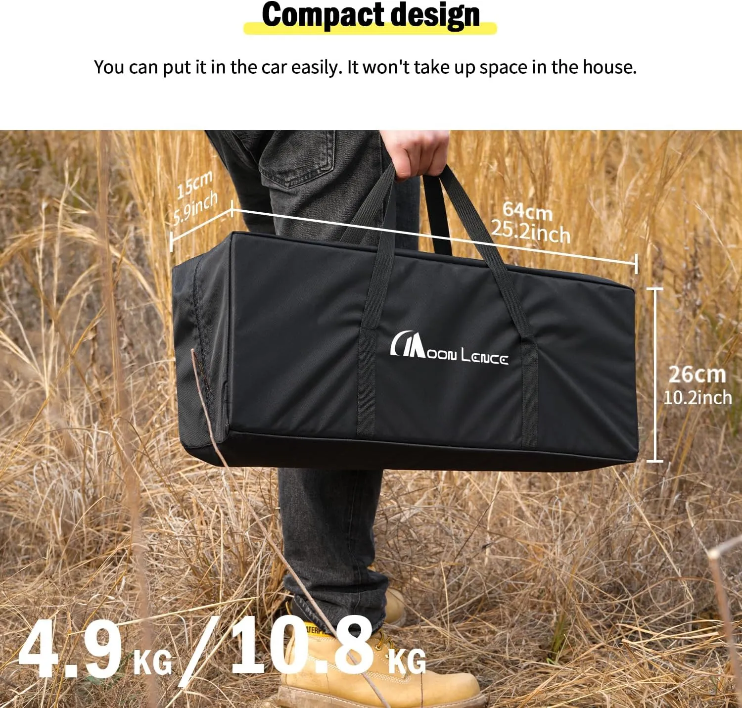 MOON LENCE Portable Folding Picnic Table with Adjustable Legs, Easy Setup, Storage Bag for Camping, Beach (L)