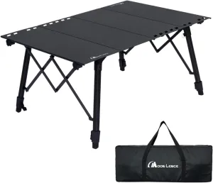 MOON LENCE Portable Folding Picnic Table with Adjustable Legs, Easy Setup, Storage Bag for Camping, Beach (L)