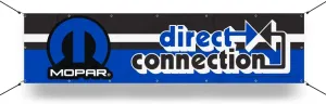 Mopar Direct Connection Logo Heavy Duty Long Vinyl Banner With Brass Hanging Grommets | Made in Detroit (24" X 96")
