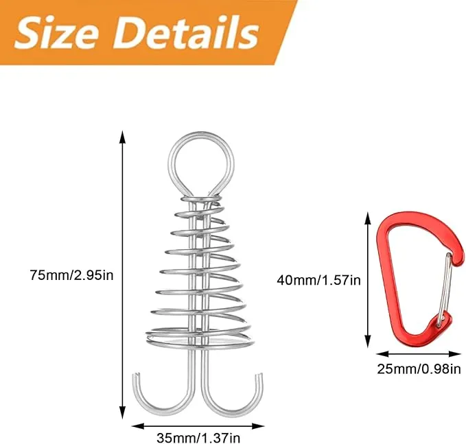 Morobor Deck Anchor Pegs, 10pcs Windproof Aluminium Alloy Fish Bone Tent Stakes with Spring Buckle Portable Wind Rope Anchor for Outdoor Camping