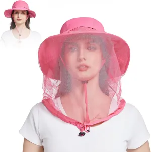Mosquito Head Net Hat - Bug Cap UPF 50  Sun Protection with Hidden Netting for Beekeeping Hiking Men & Women