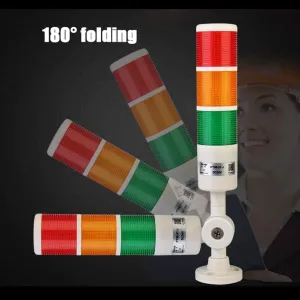 Multi-Layer Warning Light,Three-Color Light LED Warning Light Signal Tower Light,Foldable 24V Machine Tool Light,High-Decibel Warning Sound,Used in A Variety of Scenarios