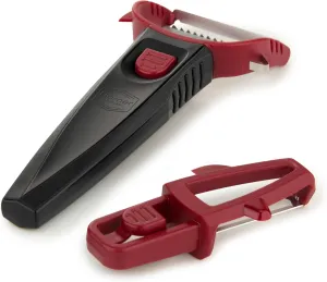 Multi Peeler (3-in-1) • Julienne Cutter, Potato Peeler, Y-Peeler in One • Multifunctional Vegetable Peeler • Fruit Peeler for Peeling, Slicing, Garnishing • Color: Red