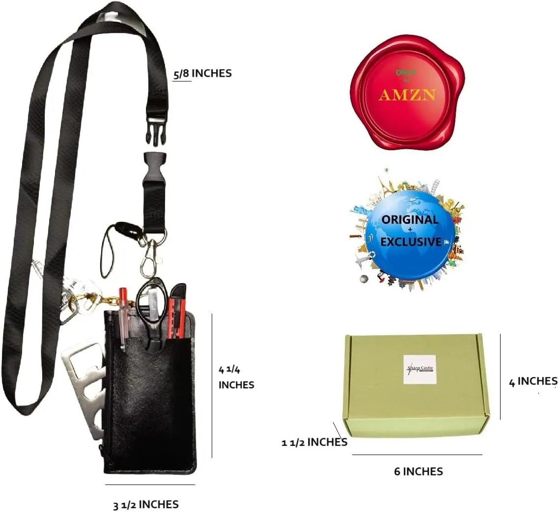 Multifunctional 5-in-1 EDC Tool Kit with Card Holder, Folding Scissors, Tool Card, Safety Cutter & Ballpoint Pen for Office, Outdoor, Travel Essentials（YSK05GN）