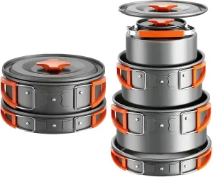 Multifunctional 5-in-1 Frying Pan Cooking Pot Kettle, Camping Cookware 5pcs, Backpacking Camping Pots and Pans Set