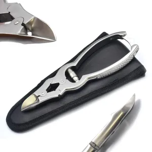 Mycotic Pedicure Nipper for Thick Toenail Fungus, Stainless Steel, Heavy Duty Barrel Spring with Pouch