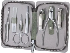 Nail Clipper Set Portable Nail Clipper Set, 7 Pieces Pedicure Grooming Kit for Men Women, Sharp Finger&Toe Nail Tool, Personal Care Manicure Kit with Leather Case Nail Grooming Tools(Green)