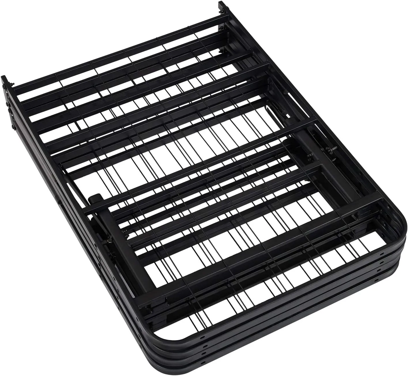 Naomi Home Tool Free Assembly 14 Full Bed Frame Heavy Duty Foldable Bed Frame Folding with Steel Metal Slats Box Spring Replacement 600lbs Capacity - Platform Full Size Black