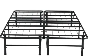 Naomi Home Tool Free Assembly 14 Full Bed Frame Heavy Duty Foldable Bed Frame Folding with Steel Metal Slats Box Spring Replacement 600lbs Capacity - Platform Full Size Black