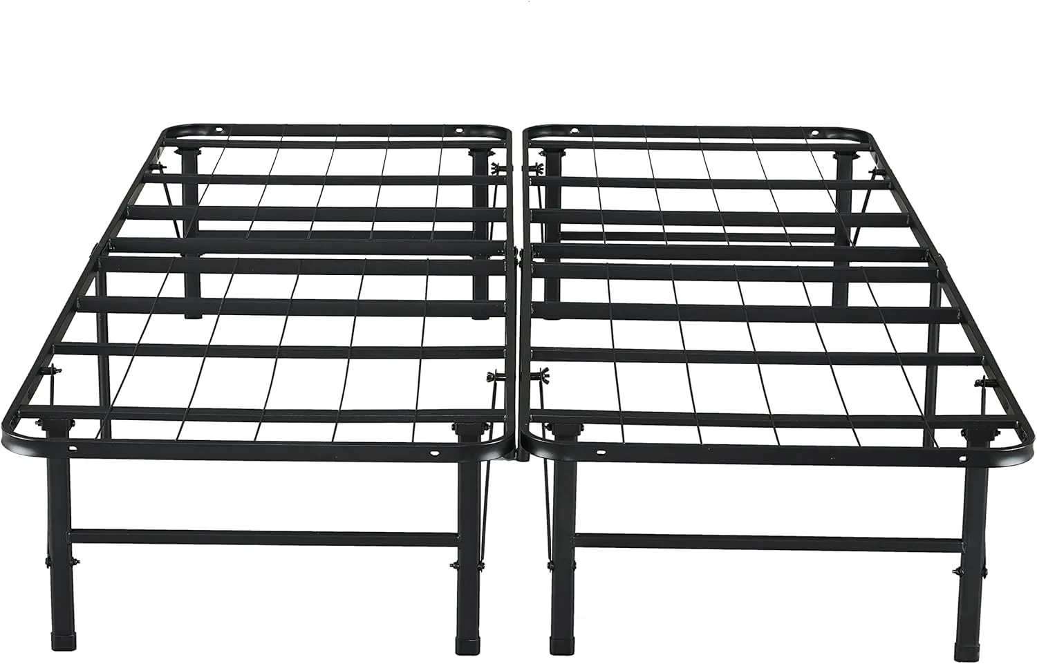 Naomi Home Tool Free Assembly 14 Full Bed Frame Heavy Duty Foldable Bed Frame Folding with Steel Metal Slats Box Spring Replacement 600lbs Capacity - Platform Full Size Black