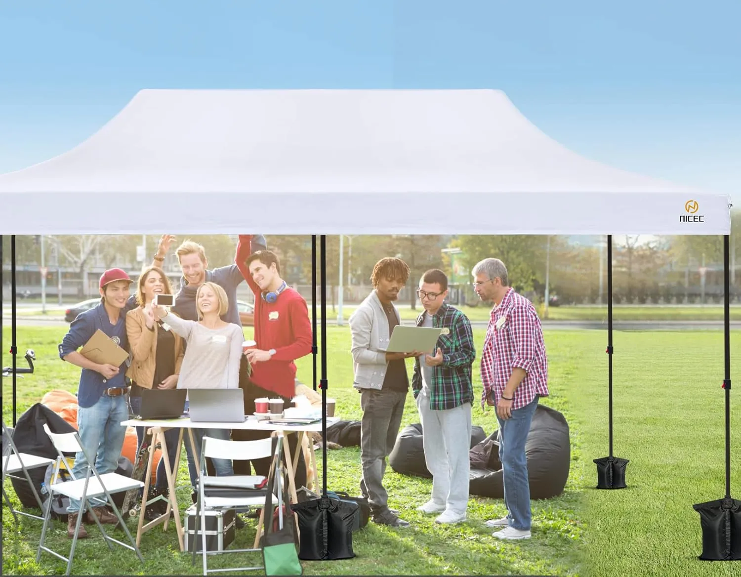 Nice C 10x20 Canopy, Canopy Tent 10x20, 10x20 Ft Pop up Canopy, Canopy Tent, Gazebo, Party Tent, Commercial Heavy Duty Tent, Waterproof Outdoor Tent Canopy w/Wheeled Bag (White No Wall)