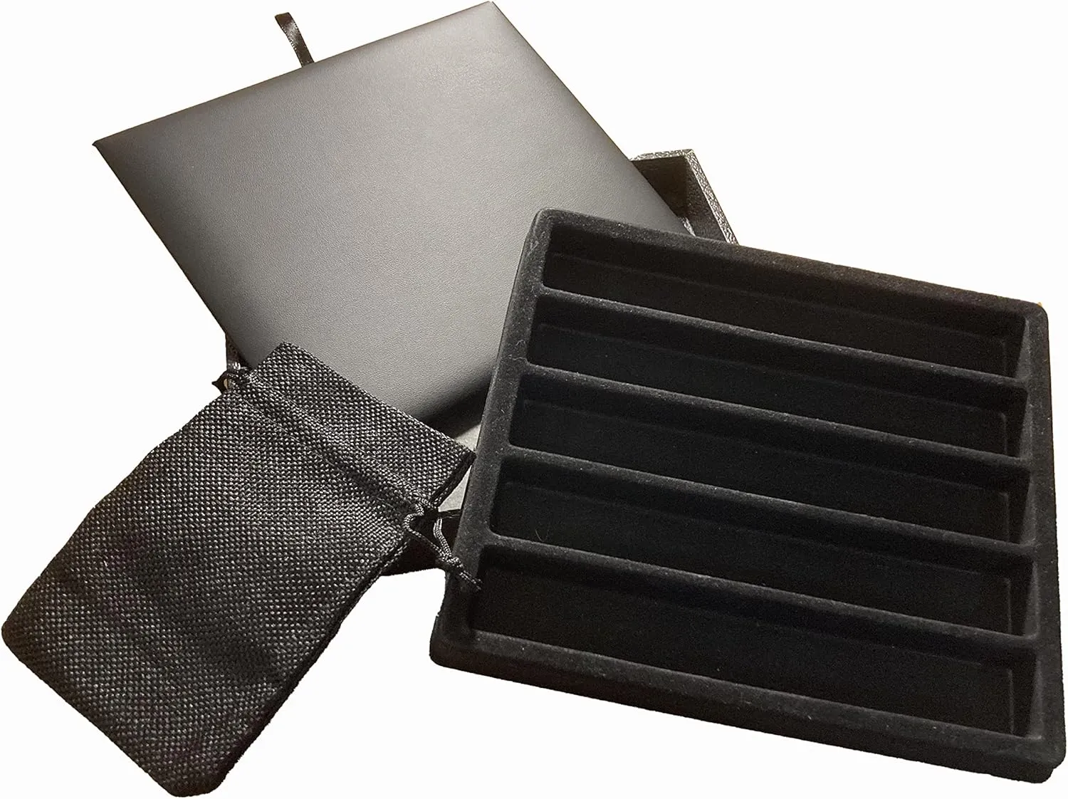 N'icePackaging - Deluxe Black Padded Gaming Dice Tray with Brown-Burlap Travel Dice Pouch - for RPGs/Tabletop/D&D 5e / Dice Rolling - Lightweight - Dungeons and Dragons Compatable