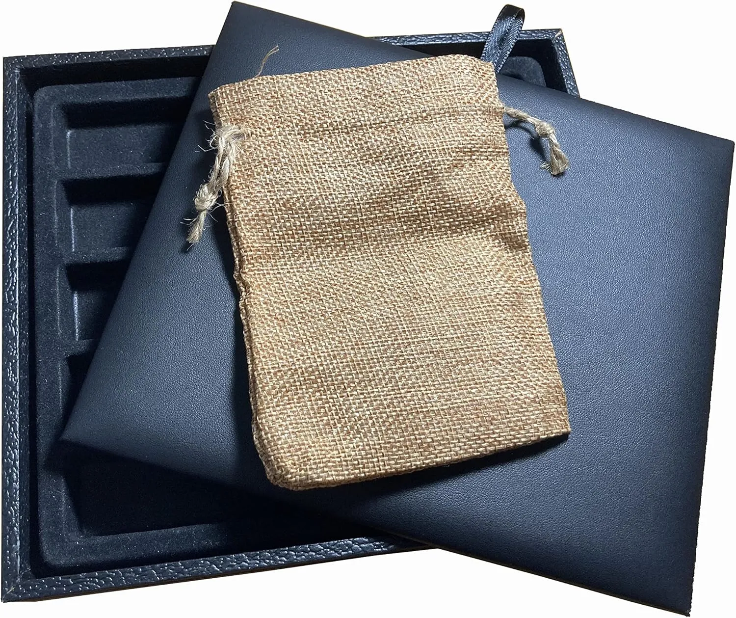 N'icePackaging - Deluxe Black Padded Gaming Dice Tray with Brown-Burlap Travel Dice Pouch - for RPGs/Tabletop/D&D 5e / Dice Rolling - Lightweight - Dungeons and Dragons Compatable