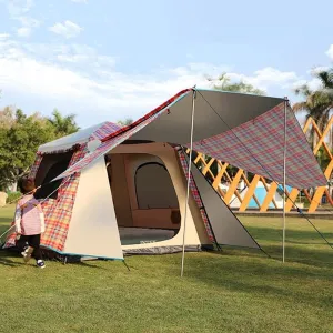 NIEH Automatic Camping Outdoor Pop-up Tent, Portable 4-6 Person Family Camping Instant Tent-Ultra Large Waterproof Dome Tent with Porch, Easy Setup with Large Mesh for Ventilation