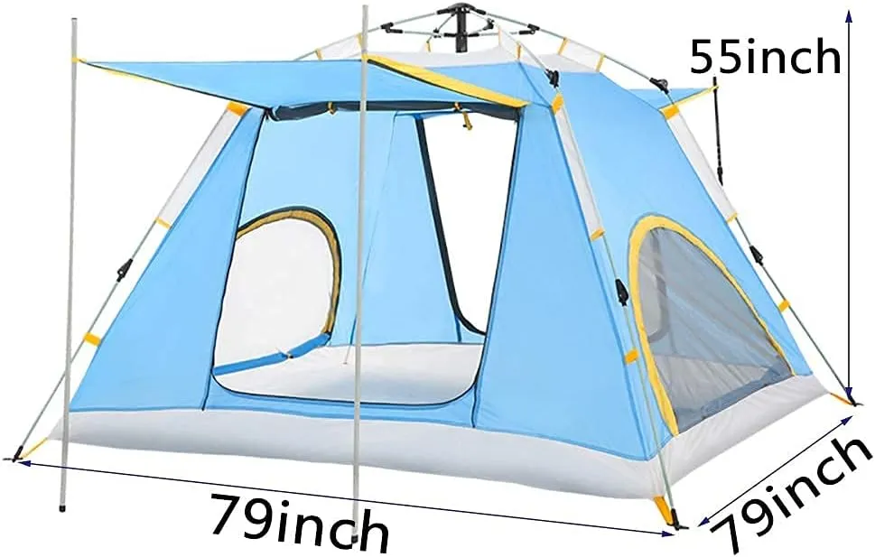 NIEH Tent,Camping Family Waterproof Pop Up Tent,Outdoor Traveling Easy Set Up 3-4 People Blue 79x55inch