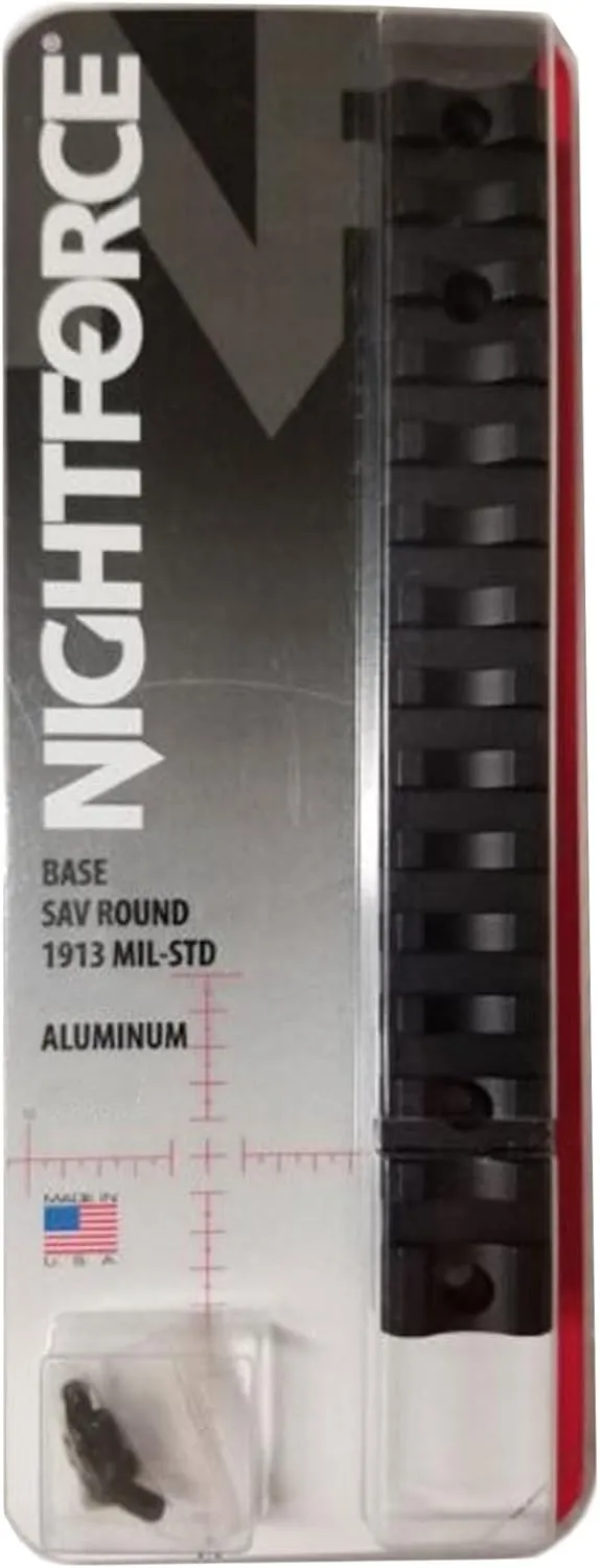 Nightforce Standard Duty Base | 1-Piece 1913 Mil-Std/Picatinny Black Anodized Aluminum Mounting Base Compatible with Sav Round