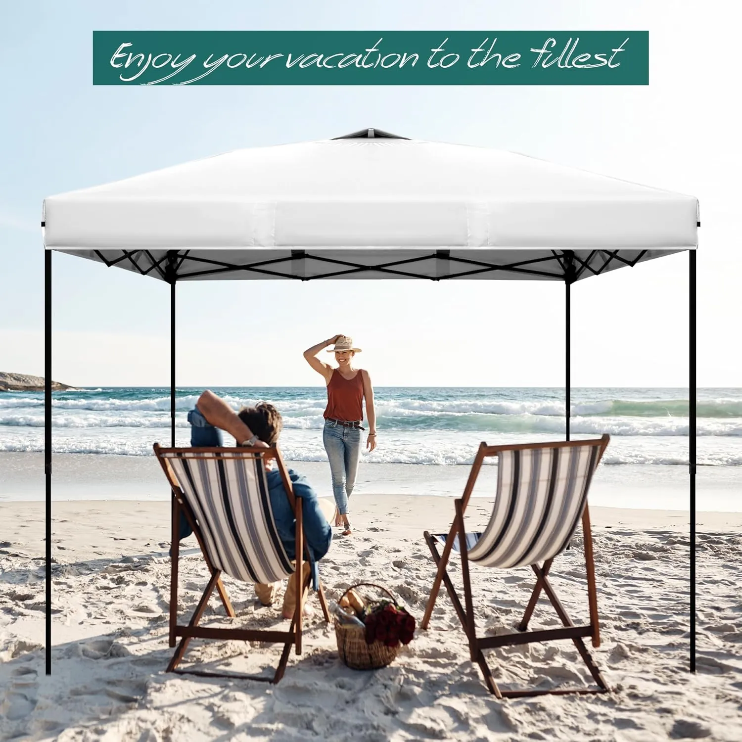 NINAT 10x10ft Canopy Replacement Top Pop Up Tent Cover Roof with Air Vent, Waterproof for Outdoor Garden Patio Pavilion Sun Shade(Top Only) White