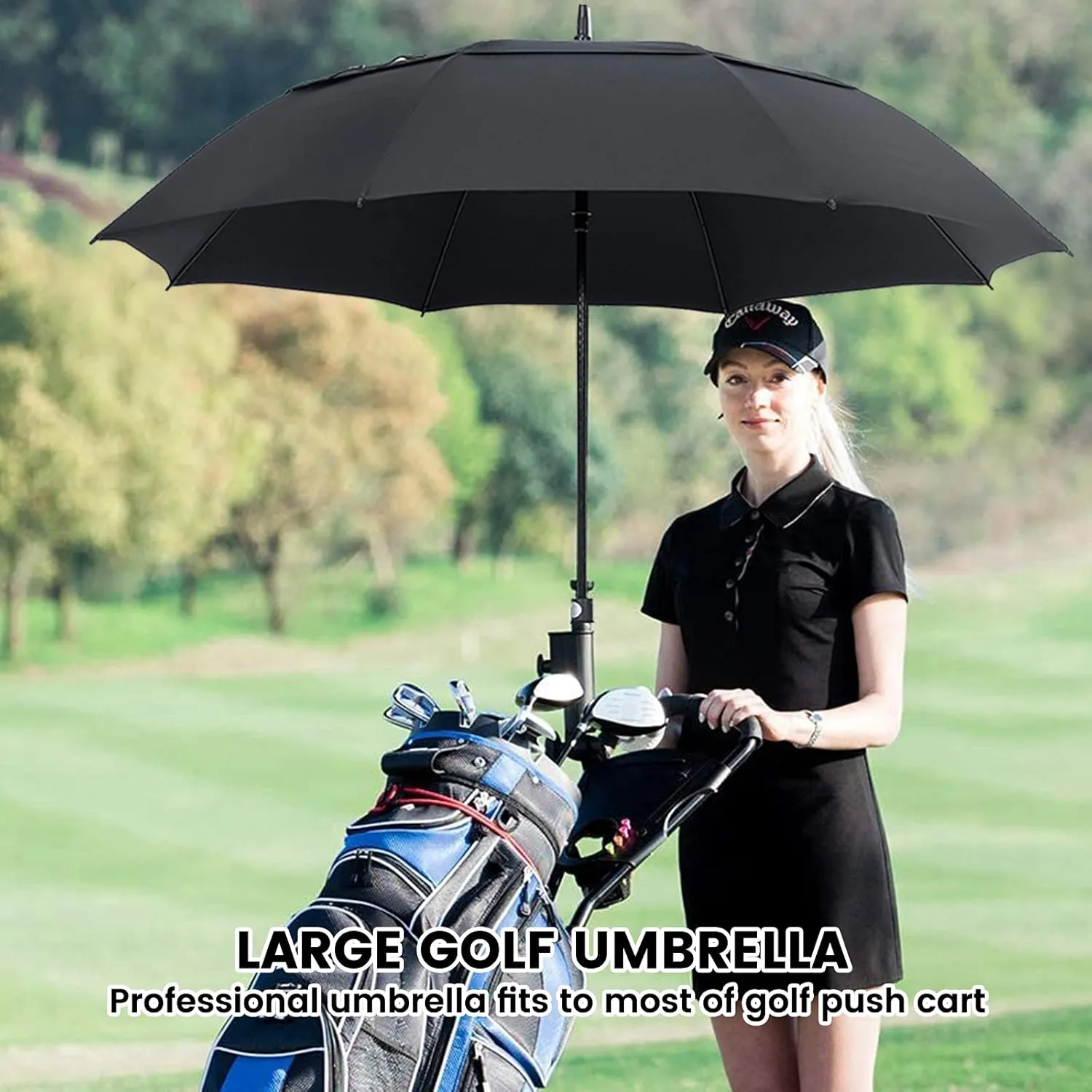 NINEMAX Golf Umbrella 51/54/62/68 Inch Automatic Open, Large Double Canopy Vented Oversize Stick Umbrellas Extra Large Windproof Waterproof for Rain