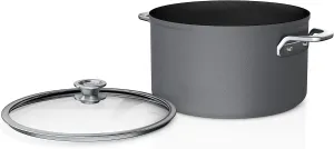 Ninja C50480 Foodi NeverStick Premium 8-Quart Stock Pot with Glass Lid, Anti-Scratch Nest System, Hard-Anodized, Nonstick, Durable & Oven Safe to 500°F, Slate Grey