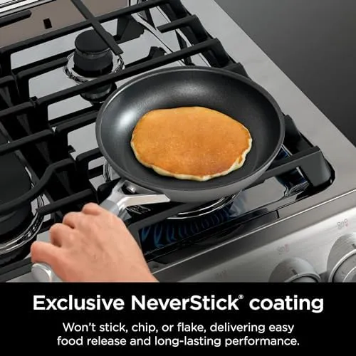 Ninja Pots and Pans Set Non Stick | Comfort Grip 10-Piece Cookware Set with NeverStick | Frying Pan, Sauce Pan With Lid, Stock Pot with Lid, Nonstick, Dishwasher Safe, Oven Safe to 400°F, CW69010