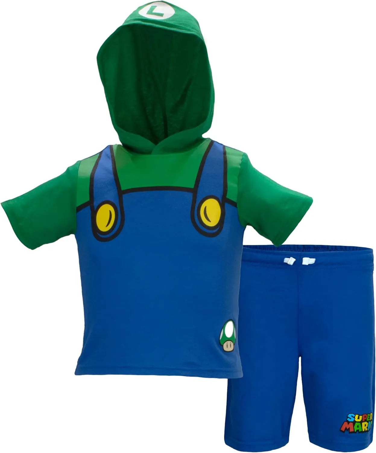 Nintendo Characters Super Mario Lightweight Costume Short Sleeve Hoodie T-Shirt & Shorts Set