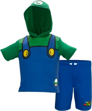Nintendo Characters Super Mario Lightweight Costume Short Sleeve Hoodie T-Shirt & Shorts Set