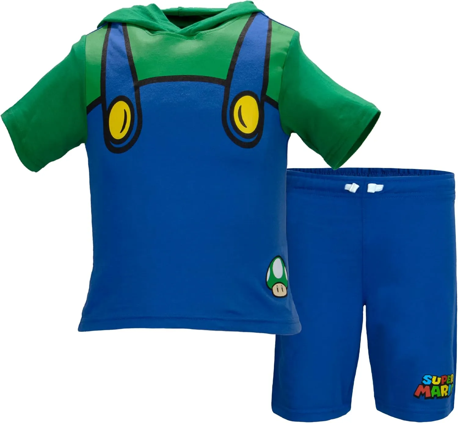 Nintendo Characters Super Mario Lightweight Costume Short Sleeve Hoodie T-Shirt & Shorts Set