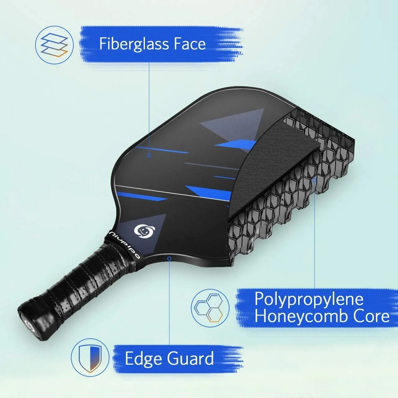 niupipo Pickleball Paddles Set of 2/4, USAPA Approved Lightweight Pickleball Rackets, Durable Fiberglass Surface with Polypropylene Honeycomb Core, Cushion Grip and Carry Bag