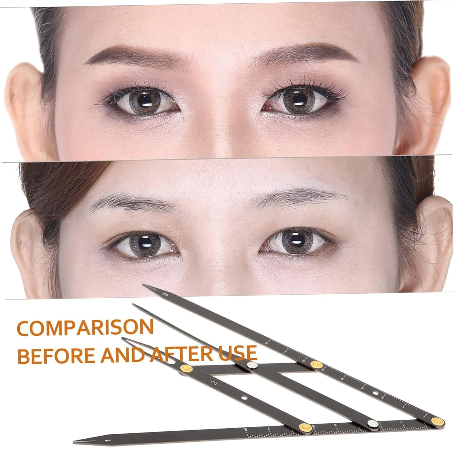 NOLITOY 4pcs Stainless Steel Eyebrow Ruler Caliper Precision Measuring Tool for Eyebrow Shapes and Easy to Use for Makeup Artists and Beauty Enthusiasts
