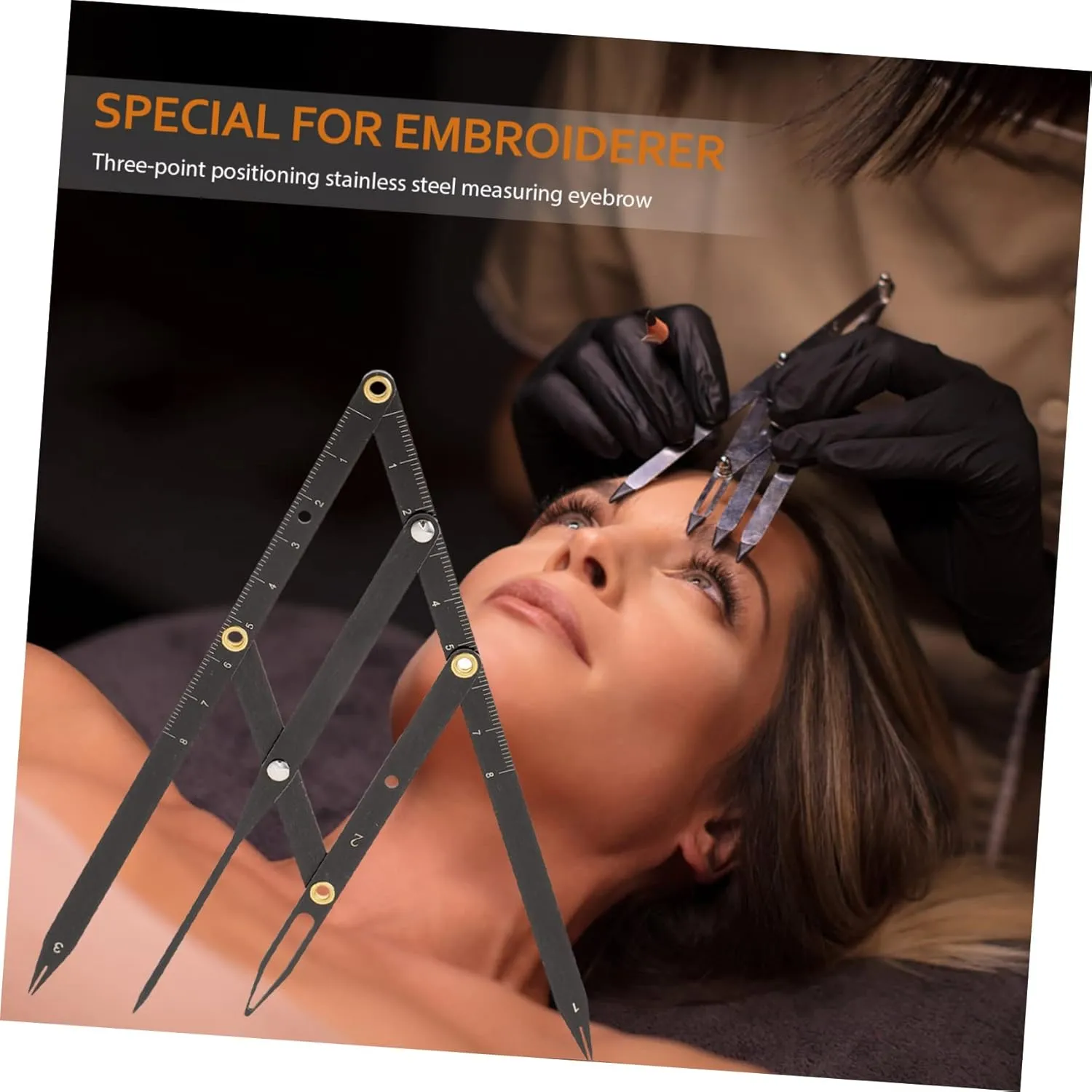 NOLITOY 4pcs Stainless Steel Eyebrow Ruler Caliper Precision Measuring Tool for Eyebrow Shapes and Easy to Use for Makeup Artists and Beauty Enthusiasts
